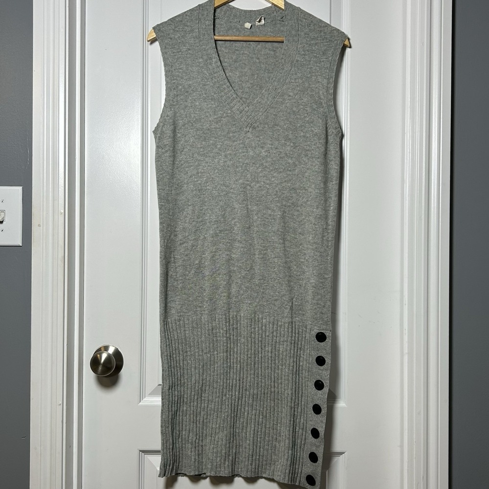 Anthropologie Moth Gray Angora Wool Blend Knit Sleeveless Midi Sweater Dress